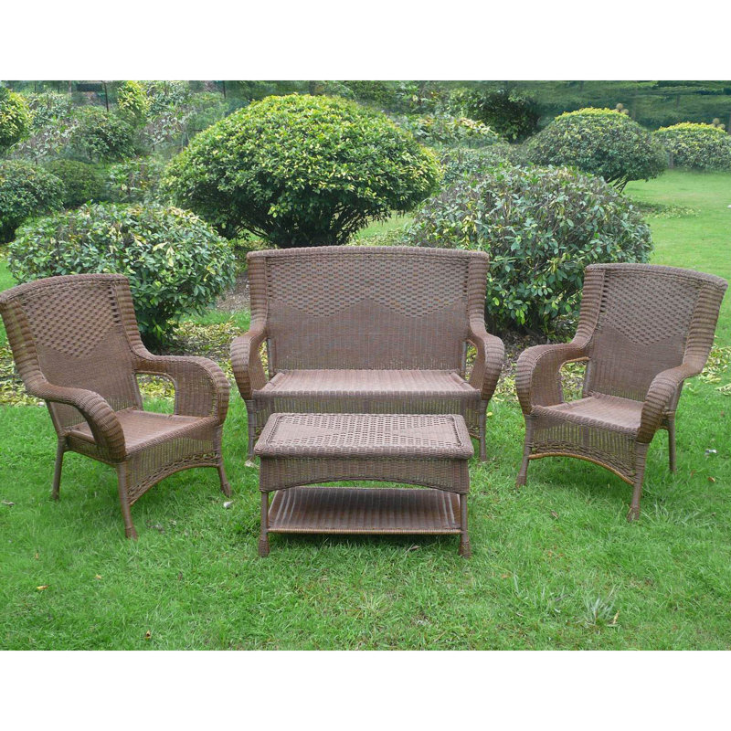 Hanish 4 - Person Patio Conversation Set, Mocha