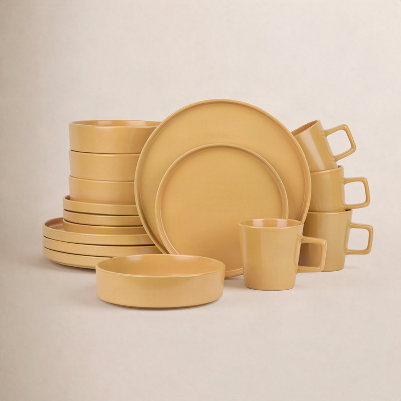 Stone Lain Cleo 16-Piece Dinnerware Set Stoneware, Maroon