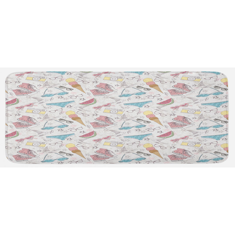 Tapis de cuisine fille crème en sous-verres crème et sous-vêtements crème