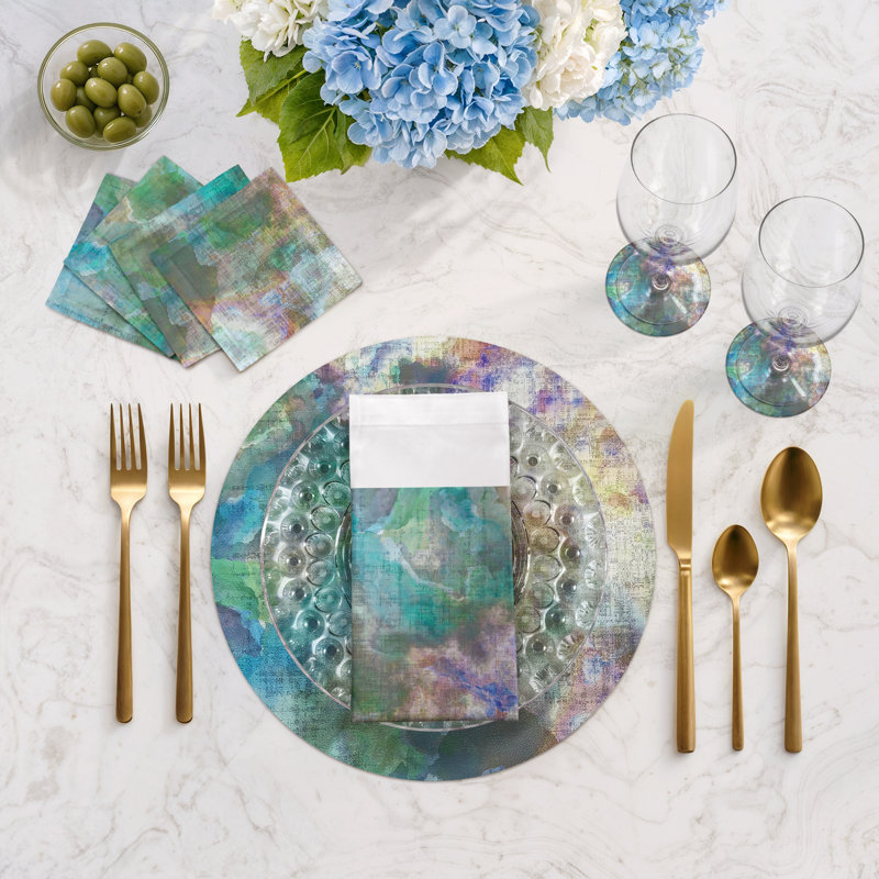 Impressionism Spring Vegan Leather Round Coasters, Coast