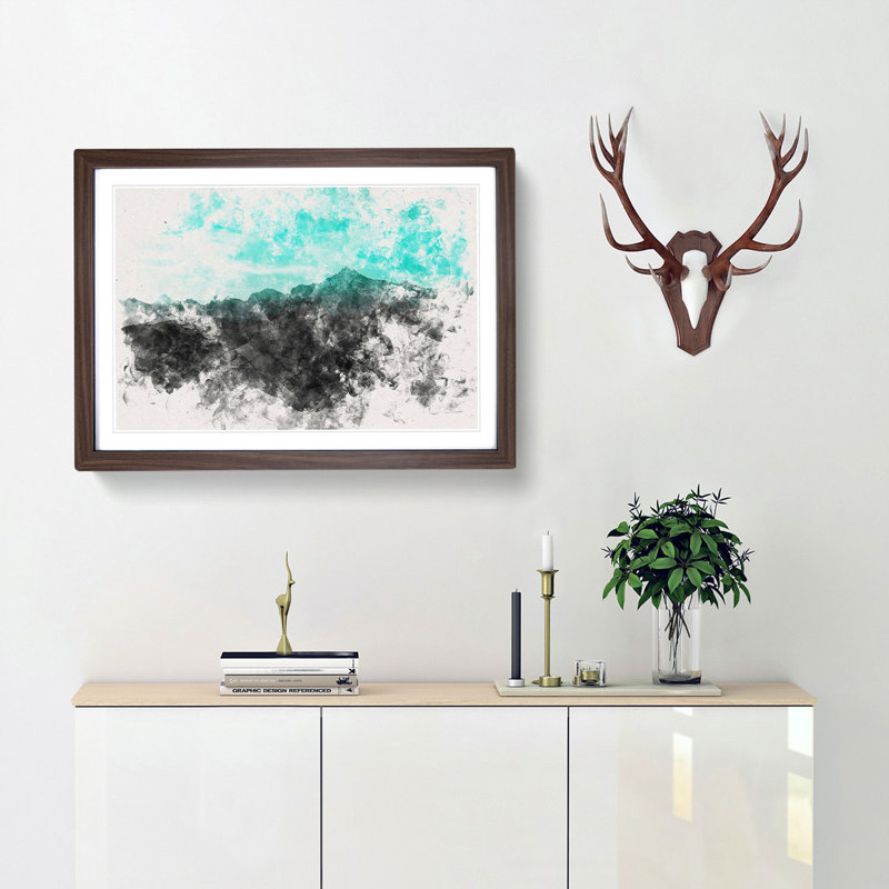 Mint Green Sky - Framed Print, 33cm H x 45cm W x 2cm D, Walnut Framed