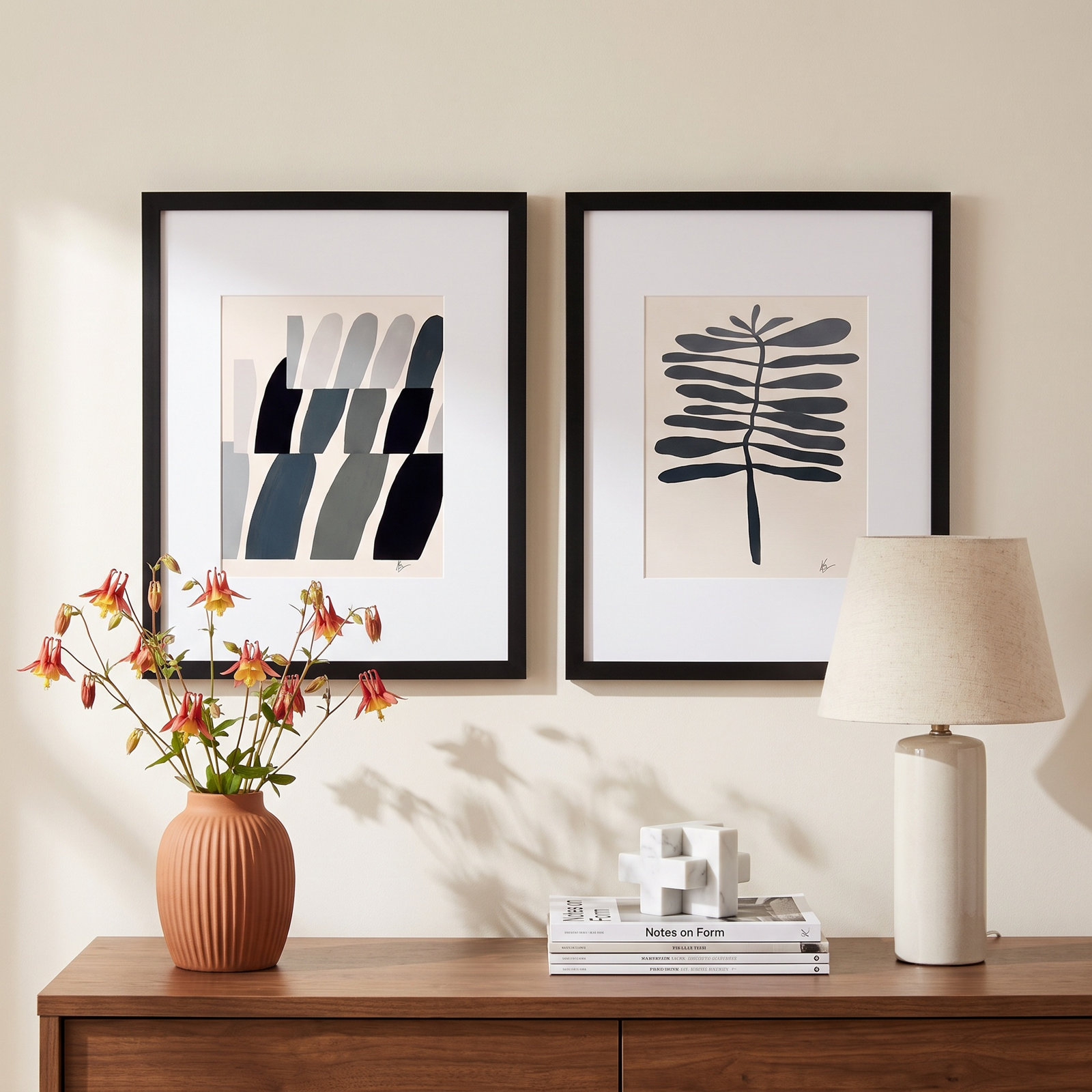 Flora 1&2 by Lee Lessem, 20" H x 32" W x 1.25" D, Black Framed