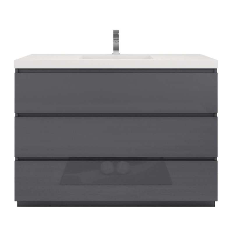 Ensemble de meuble-lavabo simple 48 po, Gris ultrabrillant