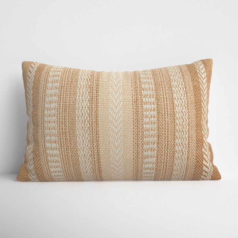 Taupe and Beige Embroidered Rectangular Lumbar Pillow