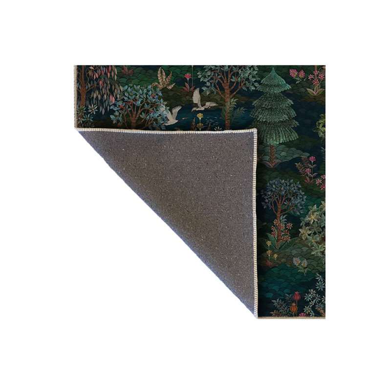 Tapis décoratif vert à motif floral vert, Sous-tapis rectangulaire de 3 pi 3 po x 4 pi 11 po