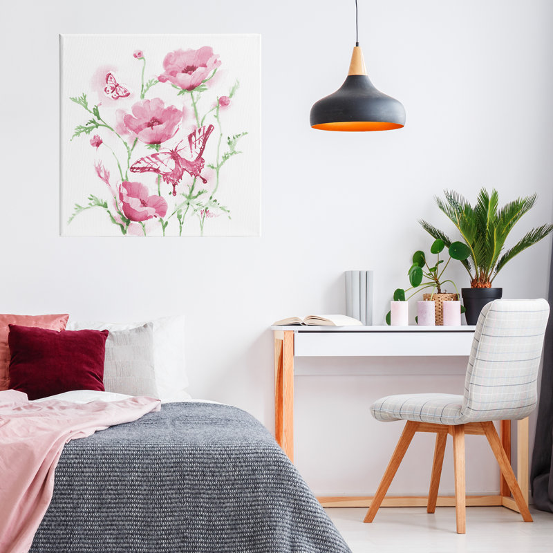 Coquelicots roses, toile par Paul Brent, H 24 po x l 24 po
