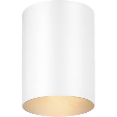 1-Light 5"W Indoor or Outdoor White Aluminum Flush Mount Cylinder Ceiling Fixture