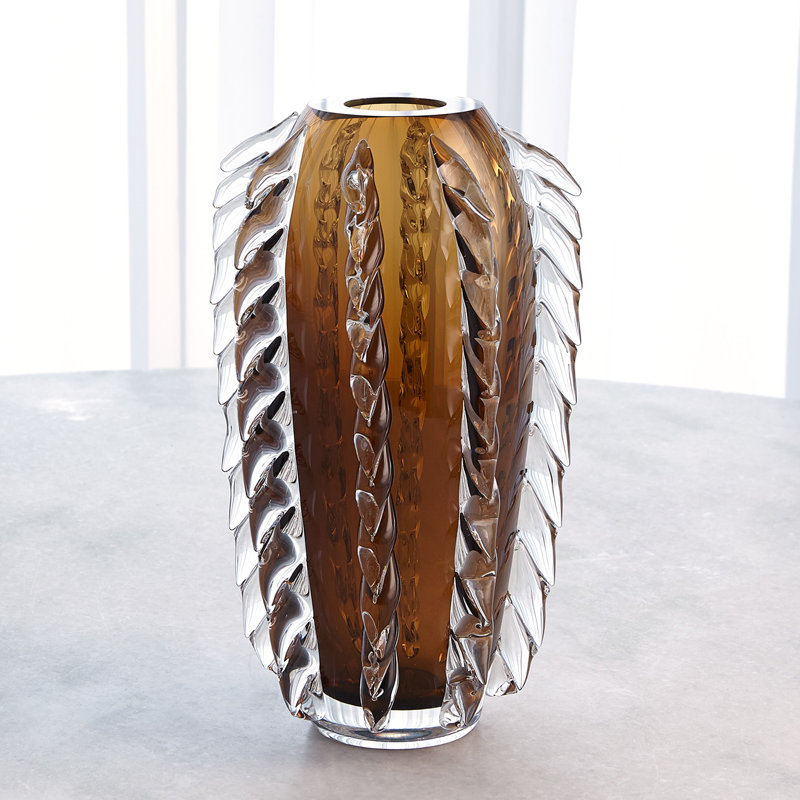 Fringe Vase, Brown, 13.5" H x 8.25" W x 8.25" D