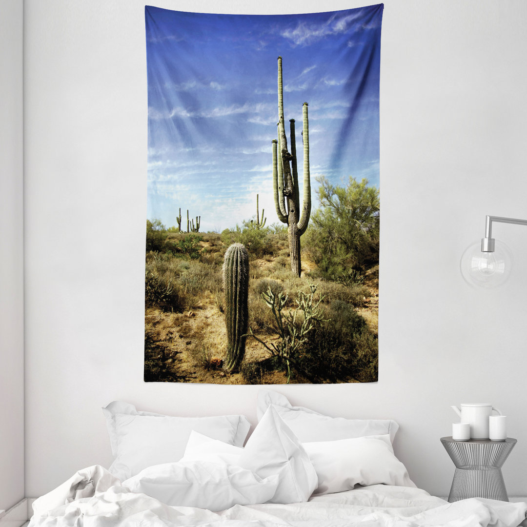 Wandteppich, Cactus Spined Leaves, Landschaft, Blau Grün