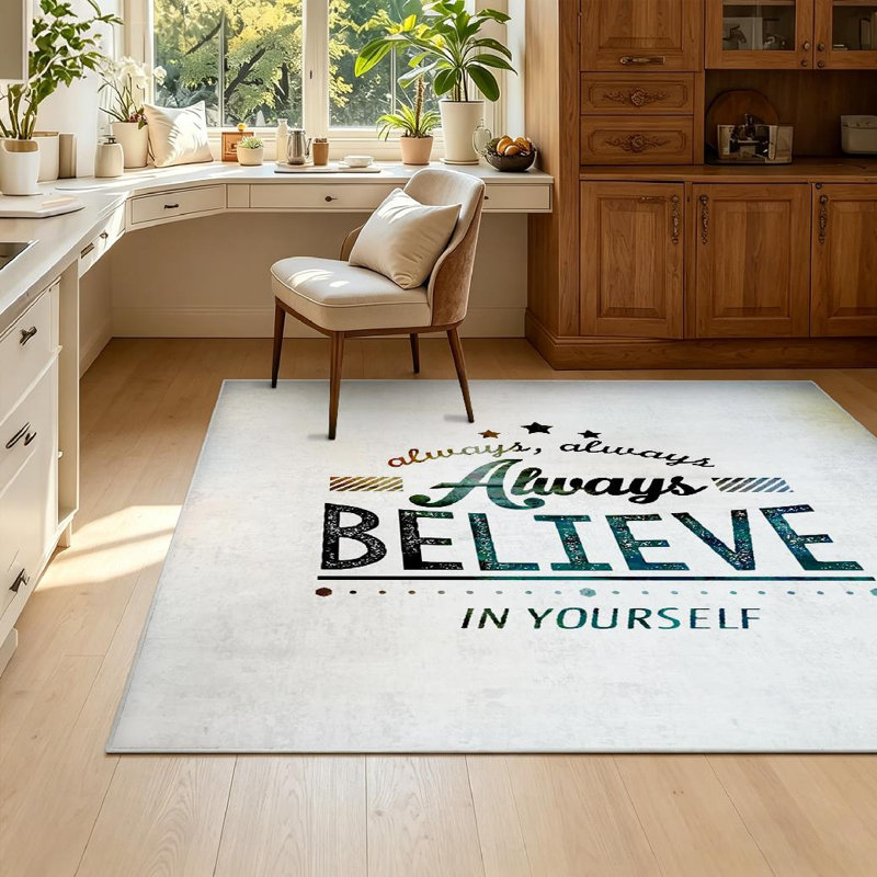 Tapis d'intérieur transparent lavable à la machine, inspirant et inspirant, Rectangle 55 po x 79 po