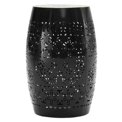 12" Side Table - Black | Intriguing Mosaic Accent With Ceramic Tile Top And Iron Frame Perfect For Different Indoor Outdoor Locations Like Patio, Deck, Yard Functional Snacks, Beverages, Plants Rust