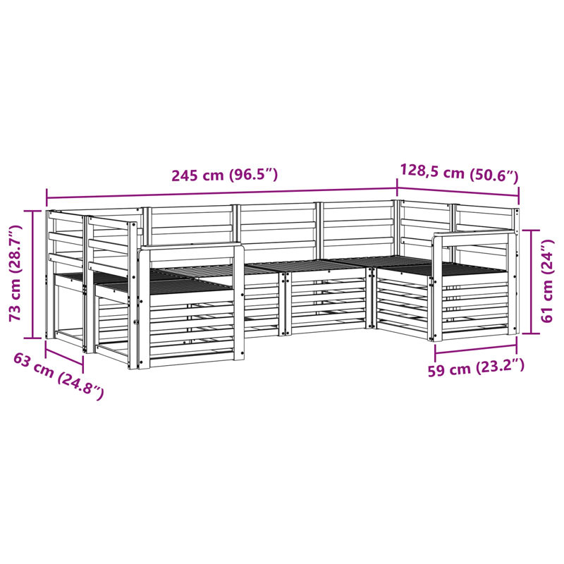 245cm Wide Patio Sectional Set