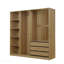 Armoire de rangement en bois sans porte pour salle de séjour avec tablettes et 3 tiroirs, nature-1371051217