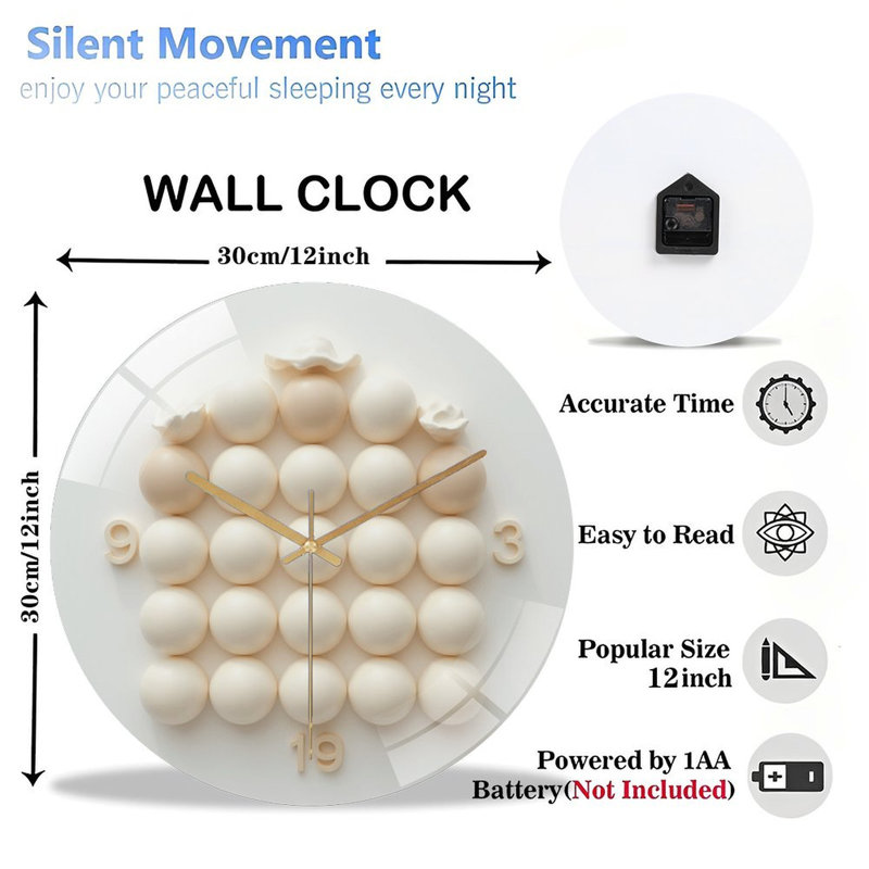 Horloge murale en verre 12 po