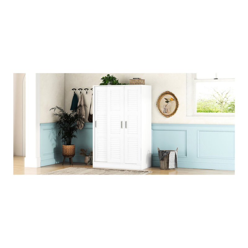 Armoire moderne à 3 portes avec tablettes élégantes, blanc - Caractéristiques luxueuses du rangement extérieur de la chambre à coucher, attrait amélioré