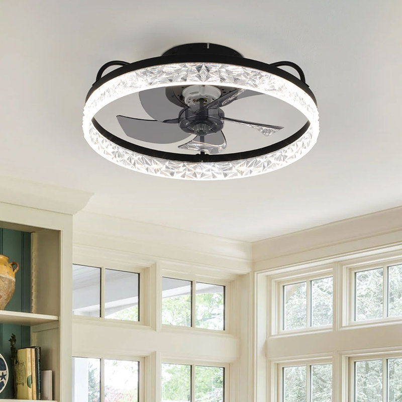 Kappa 48cm Crystal Ceiling Fan with LED Lights, Black