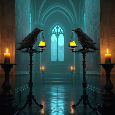 Crow Lamp With Tea Lamp Candlestick
