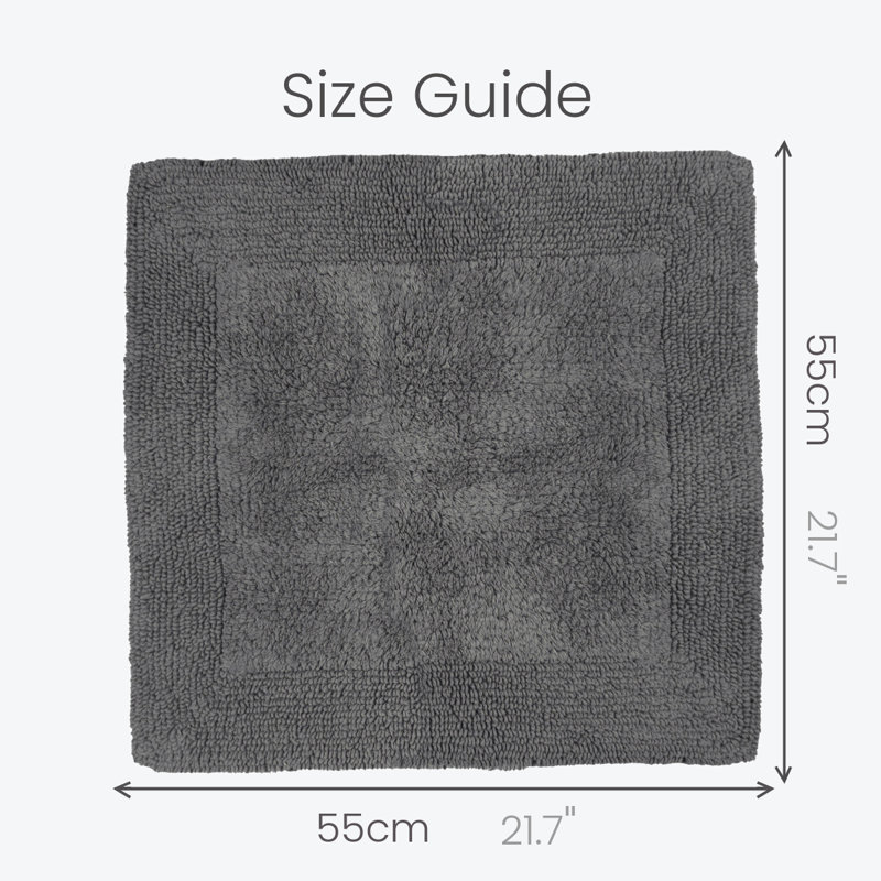 Nagelly Reversible Square Bath Mat, Charcoal