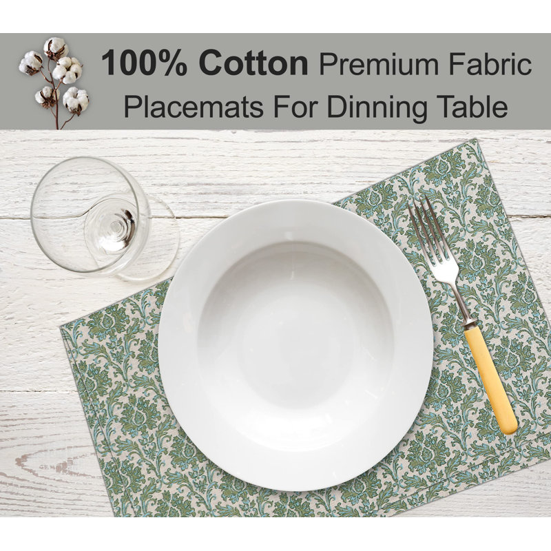 Off Toned Cotton Fall Pattern Dining Placemats Set of 6