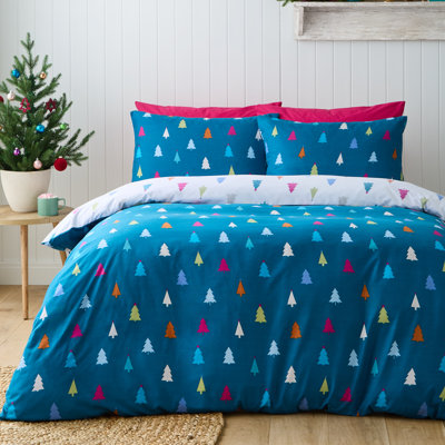 Christmas Tree Soft Microfibre Reversible Duvet Cover Set