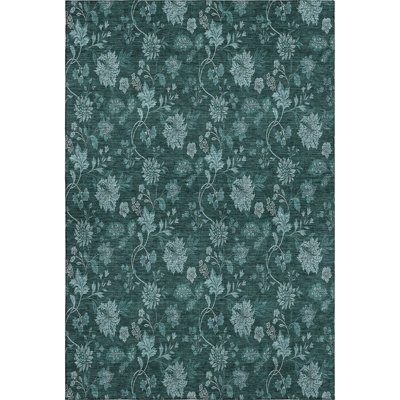 Premium Machine Washable Prisco Teal Rug
