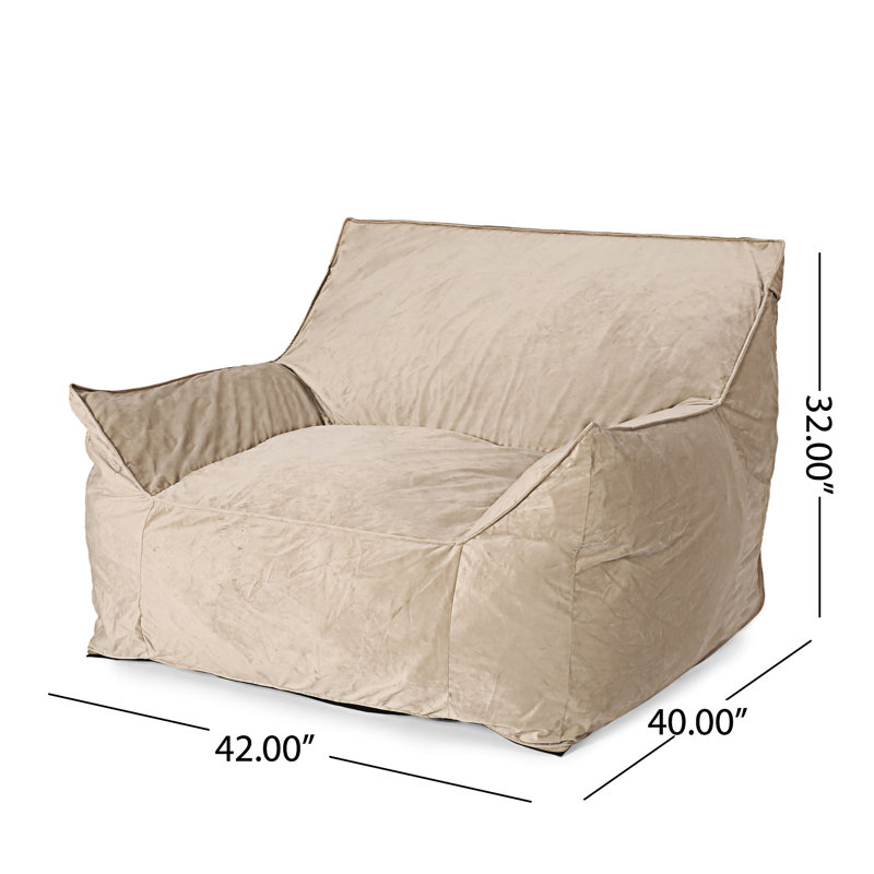 Bean Bag Chair With Armrests, Taupe, 30.01" H x 42.01" W x 40.01" D