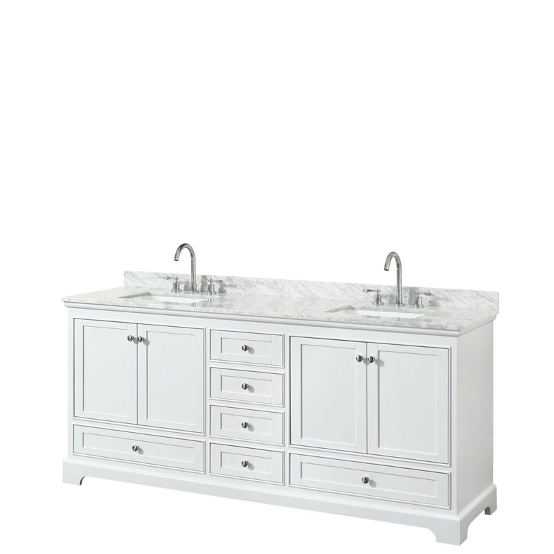 Ensemble de meuble-lavabo double 80 "Deborah, blanc, Chrome poli