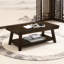 Table basse moderne en placage de noyer avec tablette inférieure, pieds en bois d'hévéa massif, grande console de 47 po pour le salon