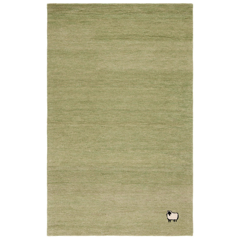 Racheal Hand Tufted Wool/Cotton Area Rug in Light Green, Rectangle 8' x 10'