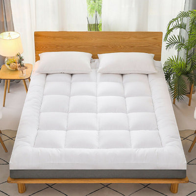 Fitted Mattress Topper Bedding Pad Cover Protector 72D Breathable Quilted  Breathable Filled Soft