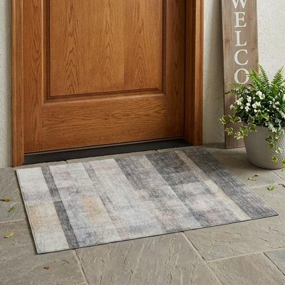 Tapis intérieur antidérapant lavable antidérapant 3 pi x 5 pi taupe