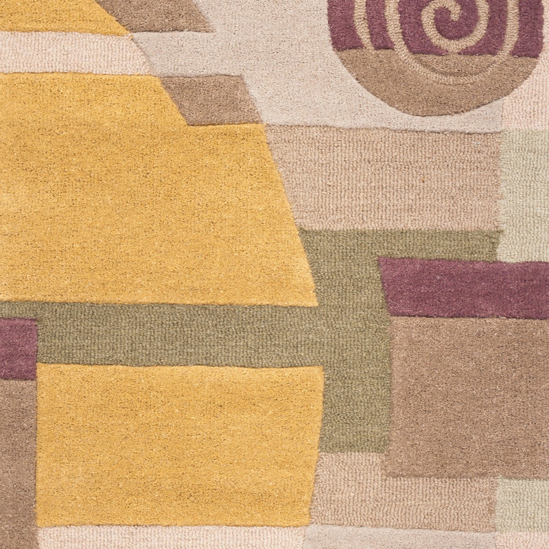 Charbonneau Drive Hand Tufted Wool Abstract Rug, Round 5'9"
