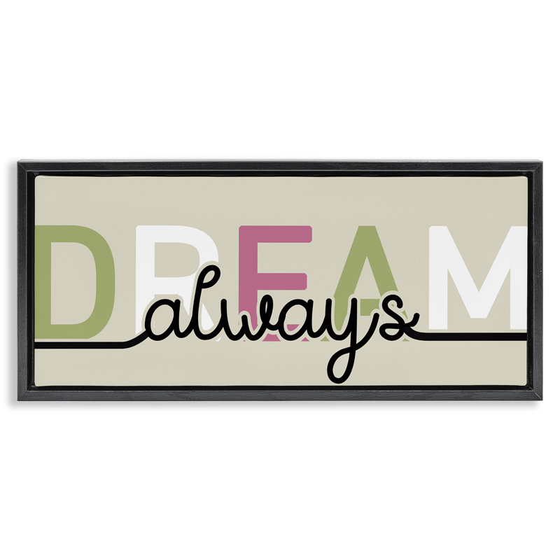 Cadre flottant Mute Dream Always, design par Kim Allen, H 11 po x l 25 po, Cadre flottant noir de jais
