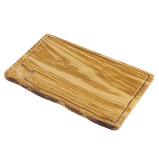 Anchor Hocking Steak Serving Board With Juice And Natural Bark Edges