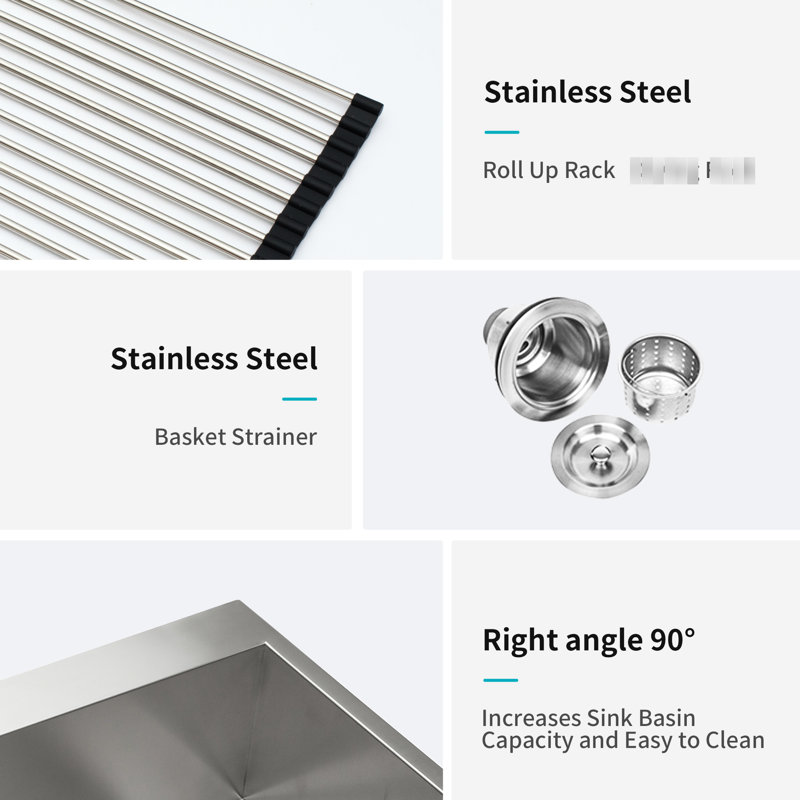 Évier double 33 po x 20 po x 9 po - Acier inoxydable calibre 18 pour décor de cuisine moderne 33 x 20 x 9 avec aspect élégant