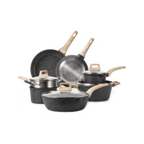 KOCH SYSTEME CS 1.5QT+3QT Black Saucepan Set with Lids, Small Nonstick  Sauce Pans with Lid, 100% APEO & PFOA-Free, Marble Coating Cookware Sets,  Non