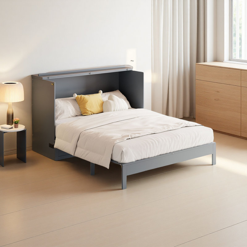 Lit escamotable avec grands tiroirs Murphy, Lit double , Gris