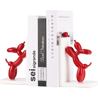 Cute Balloon Dog Bookends - Animal Book Stoppers For Kids' Books, Unique Home Office Décor