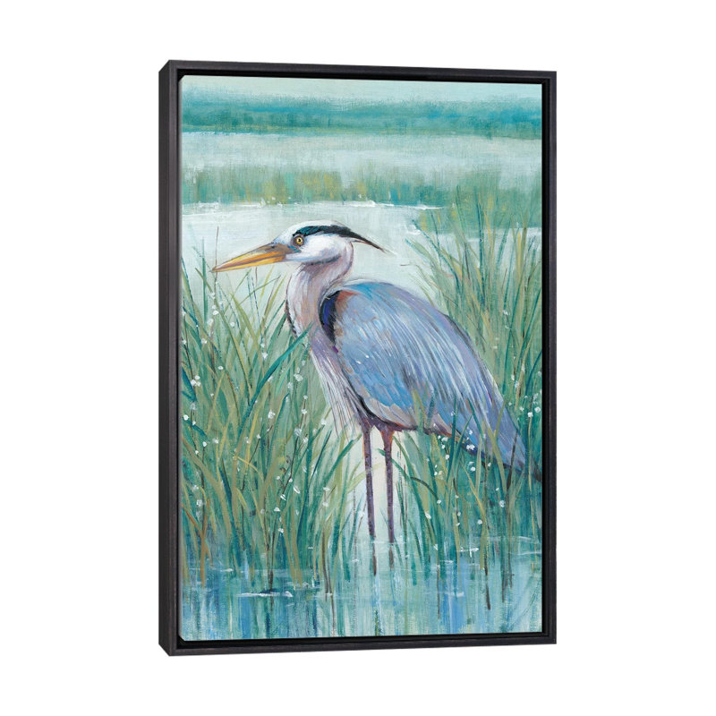 «Wetland Heron II» par Timothy O 'Toole - impression d'art graphique, H 40 po x l 26 po x P 1,5 po