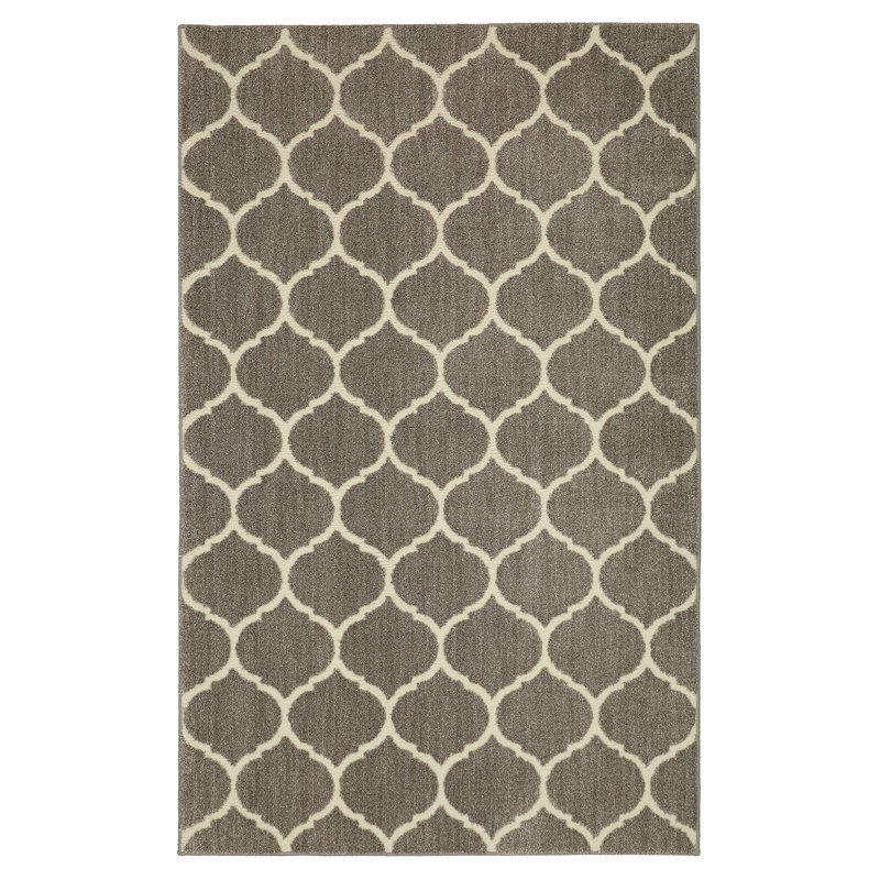 Tapis gris en polyester tissé à motif géométrique Mohawk Home, Rectangle 8 pi x 10 pi
