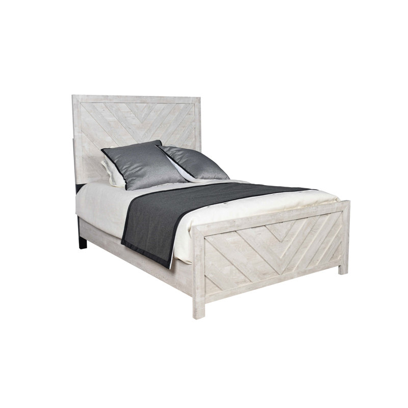 Lit double pleine grandeur moderne gris, chambre à coucher avec lit en bois gris et cadre solide fonctionnel