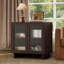 Buffet Almaguer de 80 cm de large avec porte vitrée, tablette réglable et fini grain de bois, noyer brun-92656154