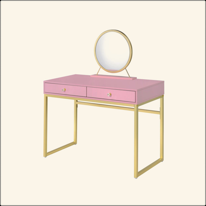 Vanity Desk W/Mirror & Jewelry Tray