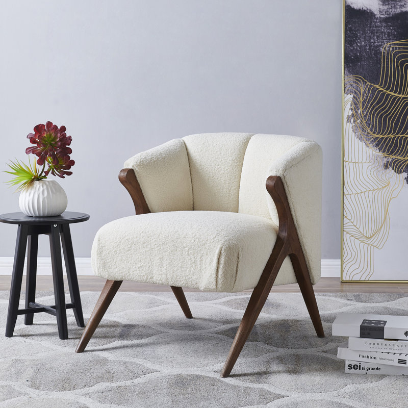 Riceboro 27'' Wide Barrel Chair, Beige Fabric 