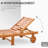 Outdoor Folding Chaise Lounge Chair Recliner With Wheels, Acacia Wood Frame - Teak Color