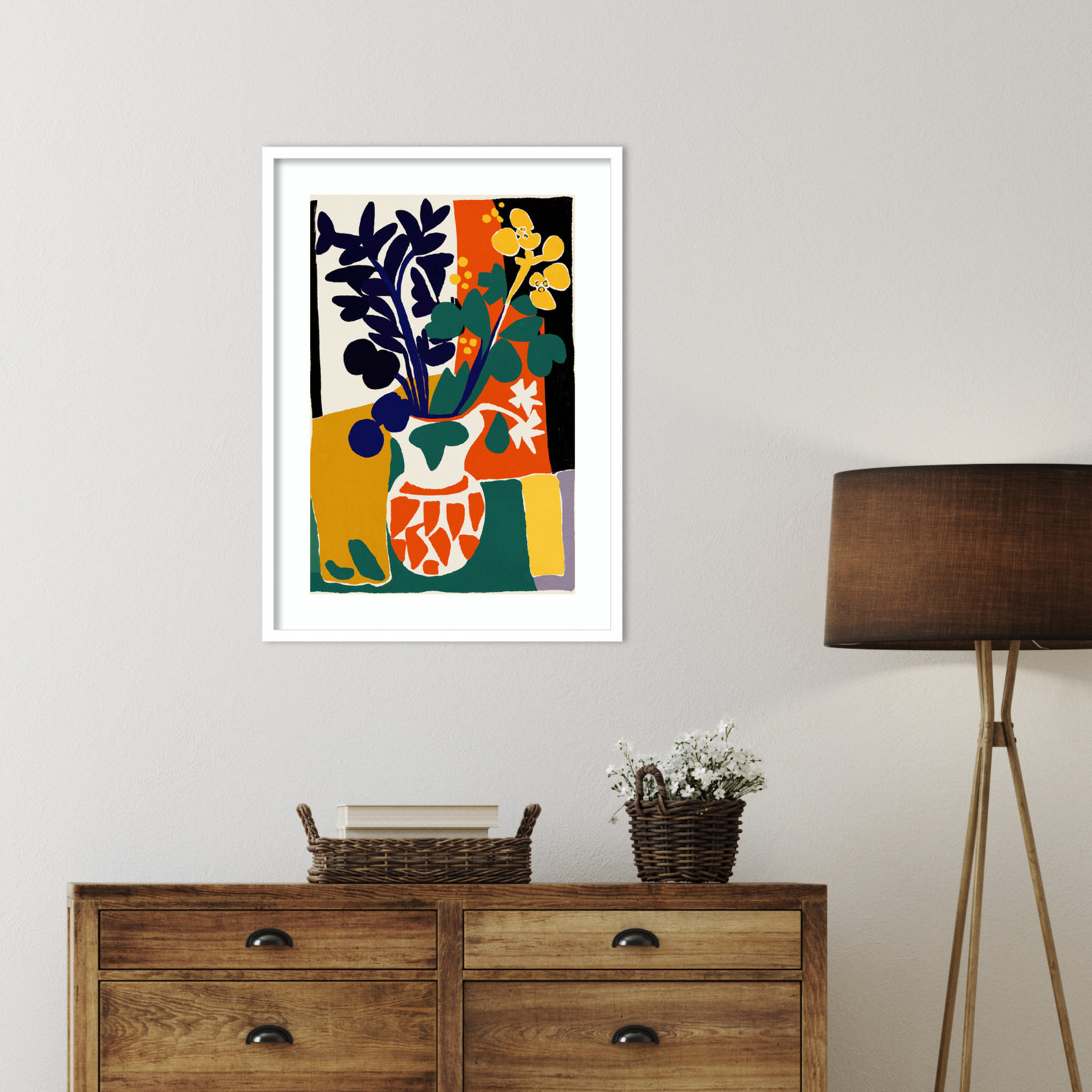 Ovando "France Floral Impressions" Print, White, 33" H x 24" W