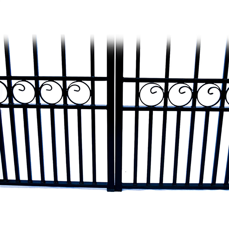 Paris Style Black Steel Dual Swing Driveway Gate with Automatic Opener
