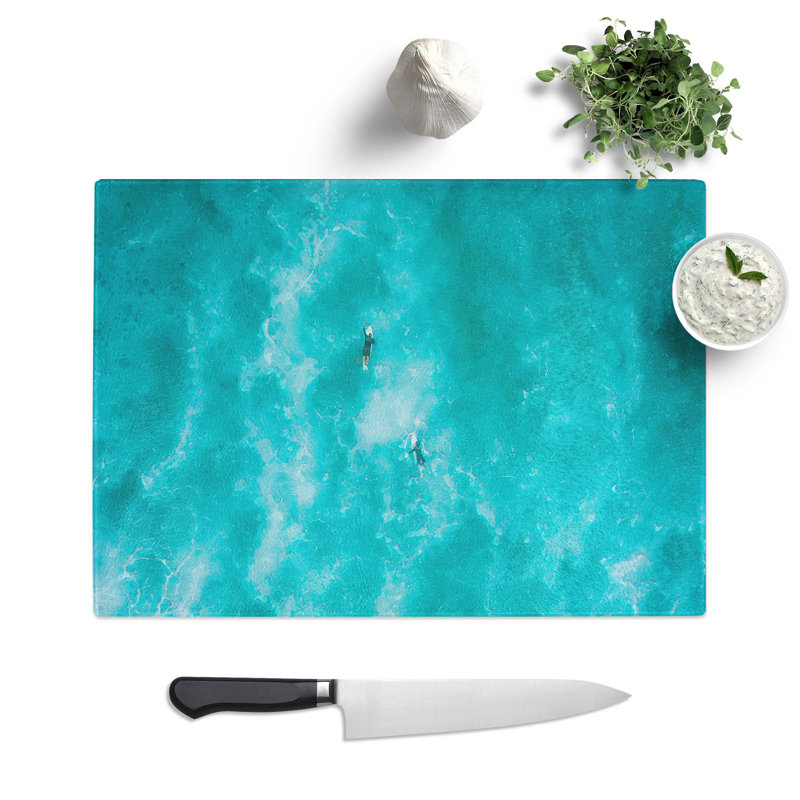 Tempered Glass Surfers in Brazil Chopping Board, 28.5 cm W x 20 cm L