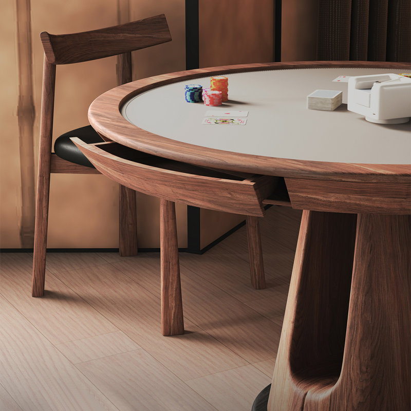 Table 39,37 "rétro en bois massif brun spécifique au poker, H 29,92 po x l 39,37 po x P 39,37 po