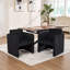Chaise de salle à manger moderne de style tonneau, 66 x 67 x 79 cm, bois et velours, à l'unité, noire, avec accoudoirs et dossier ergonomique.
